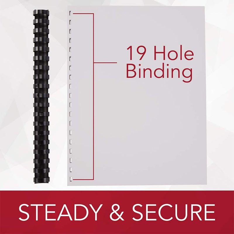 GBC أقراص ربط GBC / لولبية / ملفوفة، قطر 1 بوصة، سعة 225 ورقة، CombBind، أسود، 100 عبوة (4000118) - Image 4